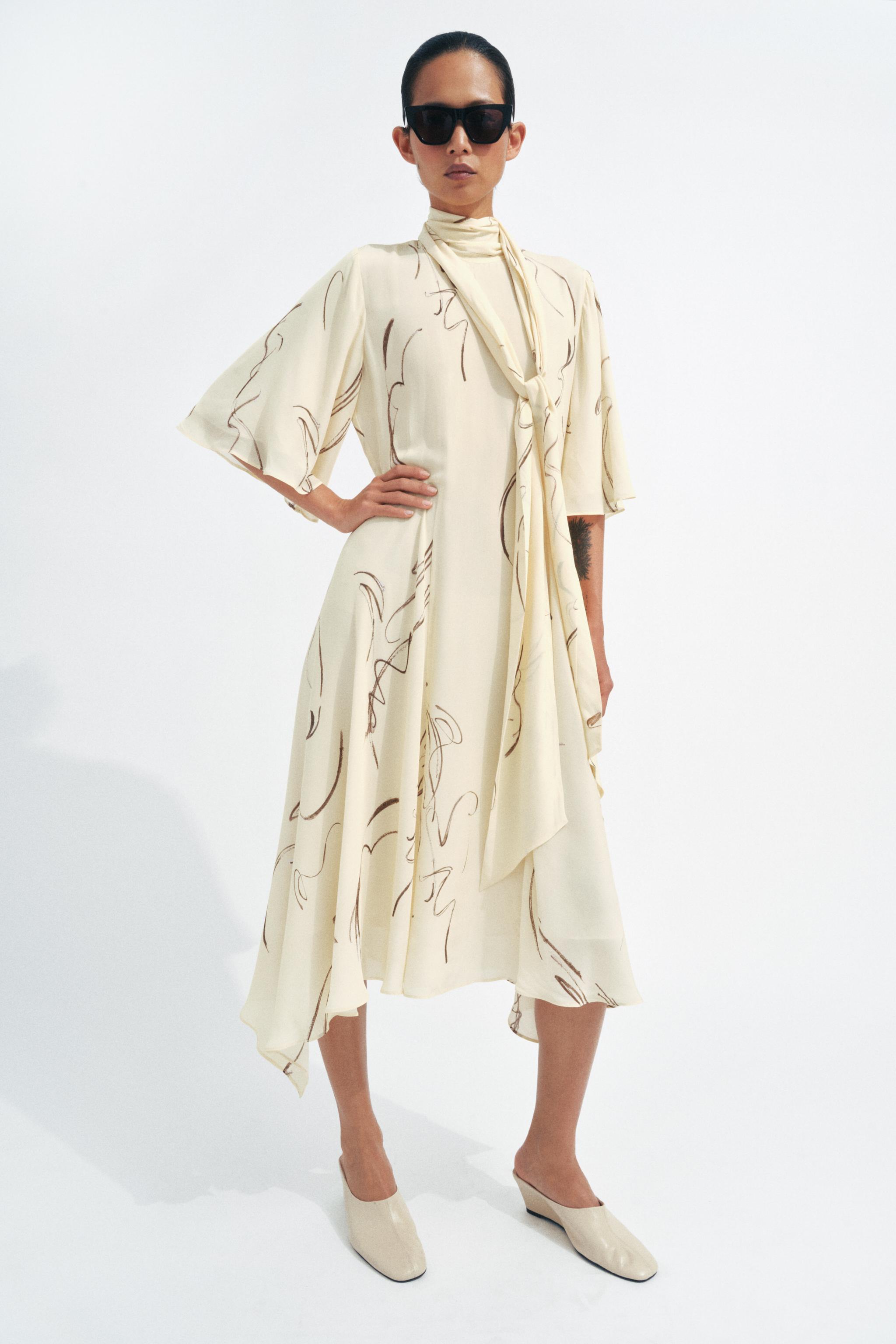 ZW COLLECTION PRINTED DRESS WITH TIES